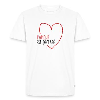 l amour est déclaré - T-shirt Premium bio Homme - blanc - Devant - Nico (187cm)