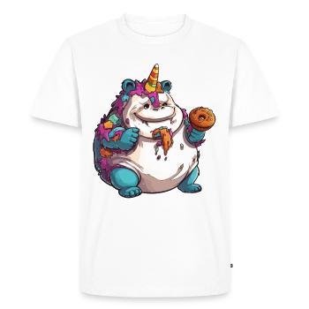 Unicorn, fat and overweight unicorn rainbow - Men's Premium Organic T-Shirt - white - Front - Nico (187cm)