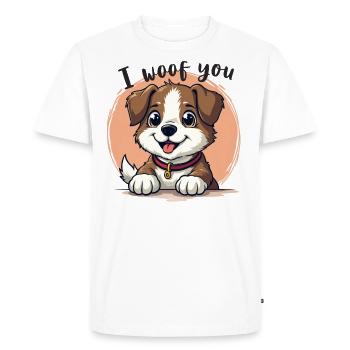 chien mignon Doggy je te courtise - T-shirt Premium bio Homme - blanc - Devant - Nico (187cm)