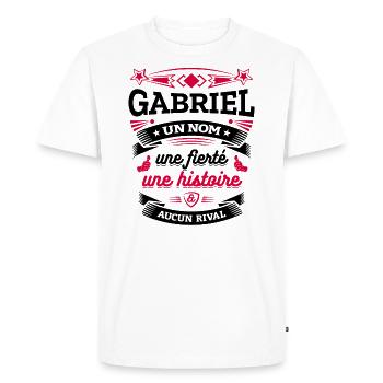 GABRIEL UN NOM UNE FIERTÉ AUCUN RIVAL - T-shirt Premium bio Homme - blanc - Devant - Nico (187cm)