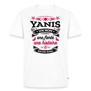 YANIS UN NOM UNE FIERTÉ AUCUN RIVAL - T-shirt Premium bio Homme - blanc - Devant - Nico (187cm)