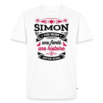 SIMON UN NOM UNE FIERTÉ AUCUN RIVAL - T-shirt Premium bio Homme - blanc - Devant - Nico (187cm)