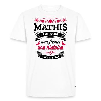 MATHIS UN NOM UNE FIERTÉ AUCUN RIVAL - T-shirt Premium bio Homme - blanc - Devant - Nico (187cm)