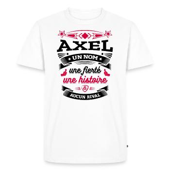 AXEL UN NOM UNE FIERTÉ AUCUN RIVAL - T-shirt Premium bio Homme - blanc - Devant - Nico (187cm)