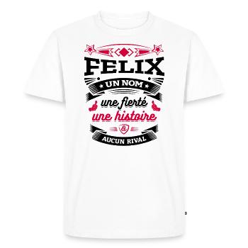 FELIX UN NOM UNE FIERTÉ AUCUN RIVAL - T-shirt Premium bio Homme - blanc - Devant - Nico (187cm)