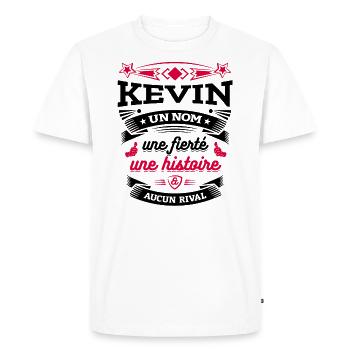 KEVIN UN NOM UNE FIERTÉ AUCUN RIVAL - T-shirt Premium bio Homme - blanc - Devant - Nico (187cm)