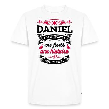 DANIEL UN NOM UNE FIERTÉ AUCUN RIVAL - T-shirt Premium bio Homme - blanc - Devant - Nico (187cm)