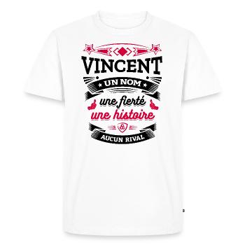 VINCENT UN NOM UNE FIERTÉ AUCUN RIVAL - T-shirt Premium bio Homme - blanc - Devant - Nico (187cm)