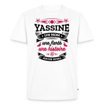 YASSINE UN NOM UNE FIERTÉ AUCUN RIVAL - T-shirt Premium bio Homme - blanc - Devant - Nico (187cm)