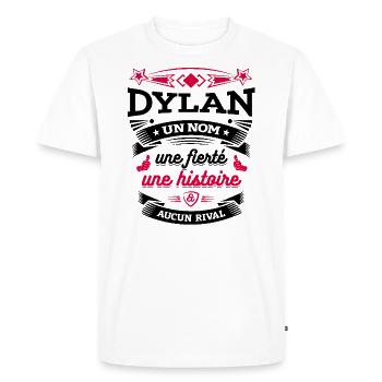 DYLAN UN NOM UNE FIERTÉ AUCUN RIVAL - T-shirt Premium bio Homme - blanc - Devant - Nico (187cm)