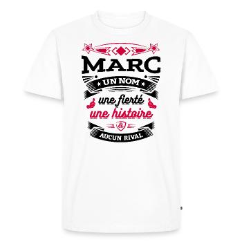 HALLYDAY UN NOM UNE FIERTÉ AUCUN RIVAL - T-shirt Premium bio Homme - blanc - Devant - Nico (187cm)
