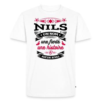 NILS UN NOM UNE FIERTÉ AUCUN RIVAL - T-shirt Premium bio Homme - blanc - Devant - Nico (187cm)