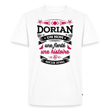 DORIAN UN NOM UNE FIERTÉ AUCUN RIVAL - T-shirt Premium bio Homme - blanc - Devant - Nico (187cm)