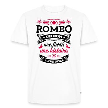 ROMEO UN NOM UNE FIERTÉ AUCUN RIVAL - T-shirt Premium bio Homme - blanc - Devant - Nico (187cm)