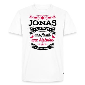 JONAS UN NOM UNE FIERTÉ AUCUN RIVAL - T-shirt Premium bio Homme - blanc - Devant - Nico (187cm)