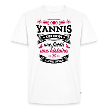 YANNIS UN NOM UNE FIERTÉ AUCUN RIVAL - T-shirt Premium bio Homme - blanc - Devant - Nico (187cm)