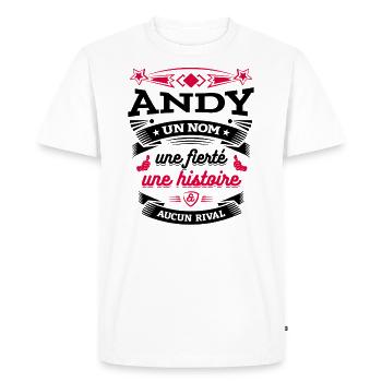 ANDY UN NOM UNE FIERTÉ AUCUN RIVAL - T-shirt Premium bio Homme - blanc - Devant - Nico (187cm)