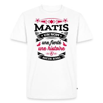 MATIS UN NOM UNE FIERTÉ AUCUN RIVAL - T-shirt Premium bio Homme - blanc - Devant - Nico (187cm)