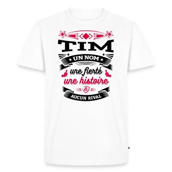 TIM PARFAIT - PRENOM TIM - T-shirt Premium bio Homme - blanc - Devant - Nico (187cm)