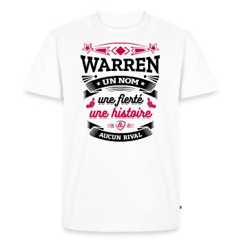 WARREN UN NOM UNE FIERTÉ AUCUN RIVAL - T-shirt Premium bio Homme - blanc - Devant - Nico (187cm)
