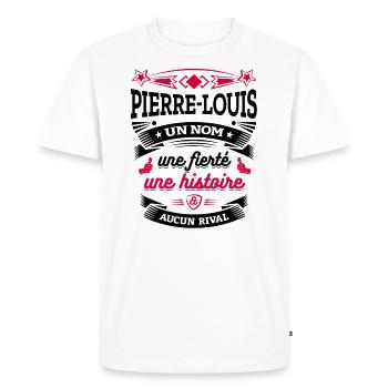 PIERRE-LOUIS UN NOM UNE FIERTÉ AUCUN RIVAL - T-shirt Premium bio Homme - blanc - Devant - Nico (187cm)