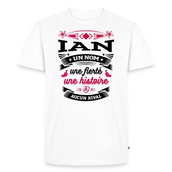 IAN UN NOM UNE FIERTÉ AUCUN RIVAL - T-shirt Premium bio Homme - blanc - Devant - Nico (187cm)