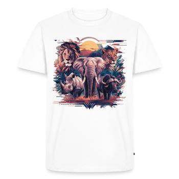 Big Five – La faune majestueuse d’Afrique - T-shirt Premium bio Homme - blanc - Devant - Nico (187cm)