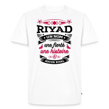 RIYAD UN NOM UNE FIERTÉ AUCUN RIVAL - T-shirt Premium bio Homme - blanc - Devant - Nico (187cm)