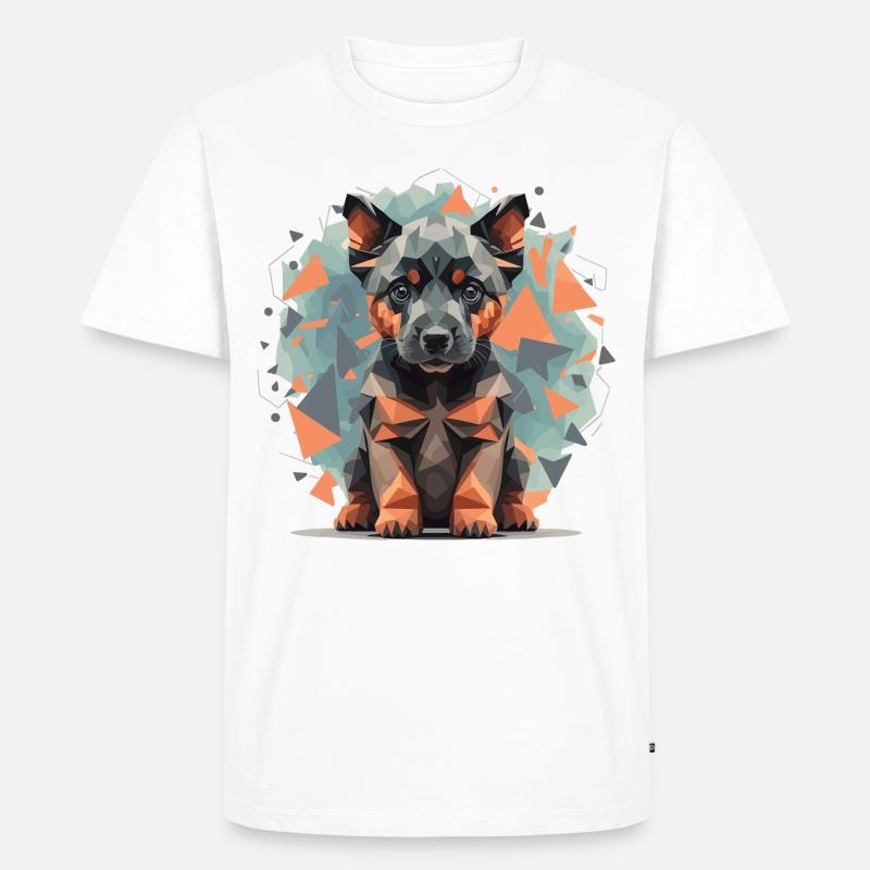 Low-Poly Deutscher Schäferhund - Männer Premium Bio T-Shirt - Weiß
