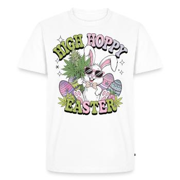 Funny Easter Bunny with Weed – High Hoppy Easter - Men's Premium Organic T-Shirt - white - Front - Nico (187cm)
