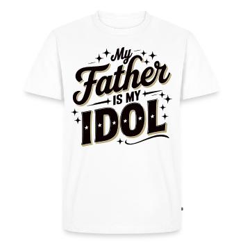 Mon père est mon idole – cadeau pour papa - T-shirt Premium bio Homme - blanc - Devant - Nico (187cm)