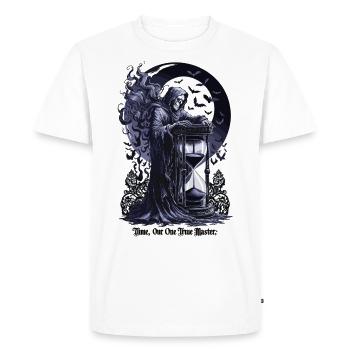 Faucheuse avec sablier – Le temps est notre véritable maître - T-shirt Premium bio Homme - blanc - Devant - Nico (187cm)