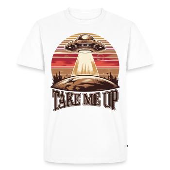 UFO Abduction Retro - Men's Premium Organic T-Shirt - white - Front - Nico (187cm)