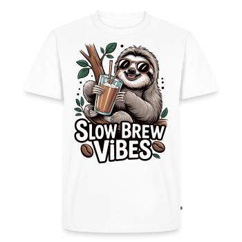 Coffee Vibes with Sloth - Men's Premium Organic T-Shirt - white - Front - Nico (187cm)