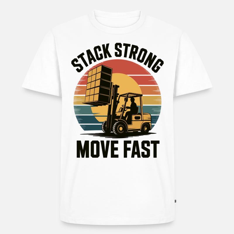 Lagerheld auf dem Stapler - Männer Premium Bio T-Shirt - Weiß