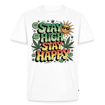 Stay High Stay Happy Chemise - T-shirt Premium bio Homme - blanc - Devant - Nico (187cm)