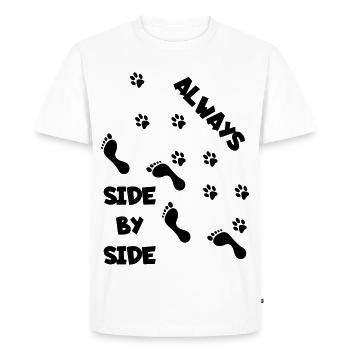 Side by side with dog * - Men's Premium Organic T-Shirt - white - Front - Nico (187cm)