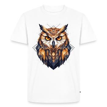 Hibou Oiseau Géométrique Nature Mysticisme Art Coloré - T-shirt Premium bio Homme - blanc - Devant - Nico (187cm)