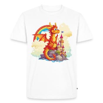 dragon castle rainbow cute cute childlike - Men's Premium Organic T-Shirt - white - Front - Nico (187cm)