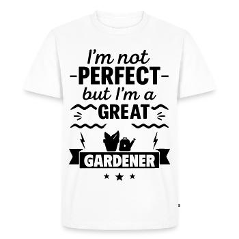Not perfect but a great gardener - Men's Premium Organic T-Shirt - white - Front - Nico (187cm)