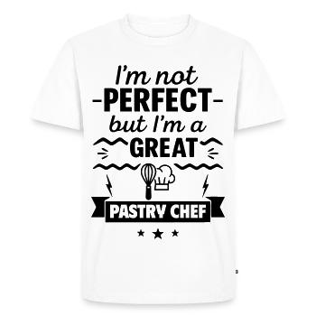 Pas parfait mais un grand pâtissier - T-shirt Premium bio Homme - blanc - Devant - Nico (187cm)