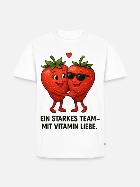 Erdbeere starkes Team Liebe Paar karikatur  - Männer Premium Bio T-Shirt - Weiß