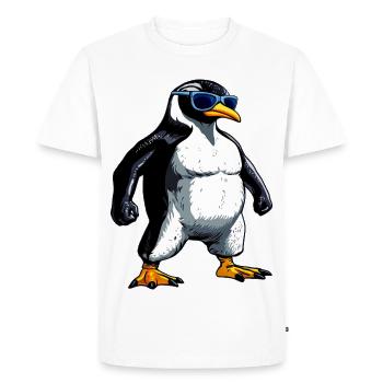 Penguin Bodybuilder - Men's Premium Organic T-Shirt - white - Front - Nico (187cm)