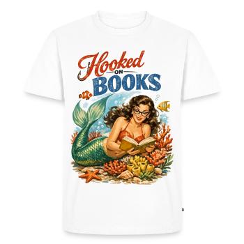 Sirène rétro : Accro aux livres Design de pin-up - T-shirt Premium bio Homme - blanc - Devant - Nico (187cm)