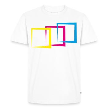 Géométrie de motif carré - T-shirt Premium bio Homme - blanc - Devant - Nico (187cm)