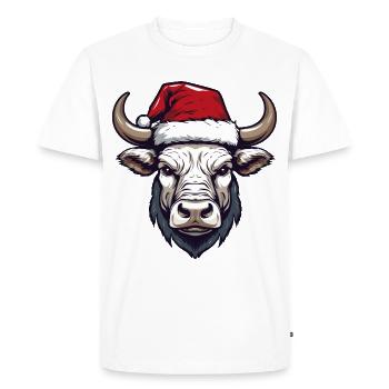 Bull Head Christmas Portrait - Men's Premium Organic T-Shirt - white - Front - Nico (187cm)