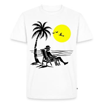 Vacances d’été à la plage - T-shirt Premium bio Homme - blanc - Devant - Nico (187cm)