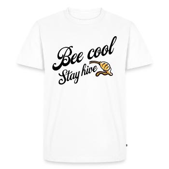Bee Cool Stay Hive - Honey and Bee - Men's Premium Organic T-Shirt - white - Front - Nico (187cm)