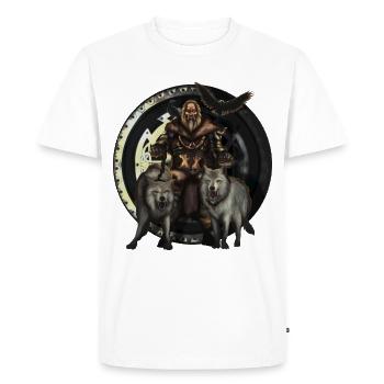Odin le Père Tout-Puissant : Avec les loups et les corbeaux - T-shirt Premium bio Homme - blanc - Devant - Nico (187cm)