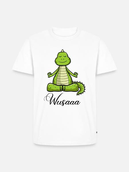 Auszeit Durchatmen Wusaaa Drache - Männer Premium Bio T-Shirt - Weiß